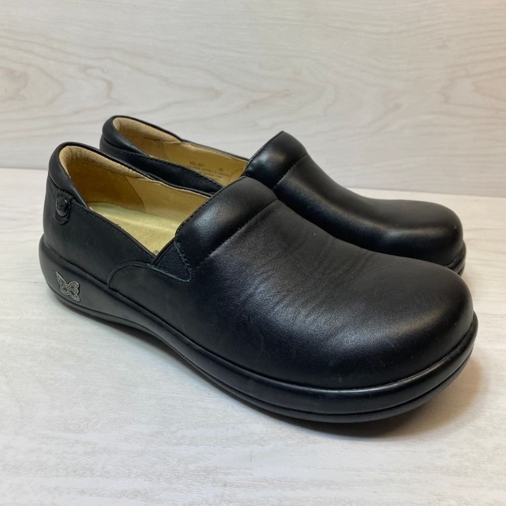 Alegria Womens 40 Keli Professional Slip On Clog Black Leather Slip Resistant
